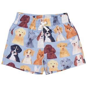 NEW PINK CHICKEN boy's swim trunks in watercolor dogs